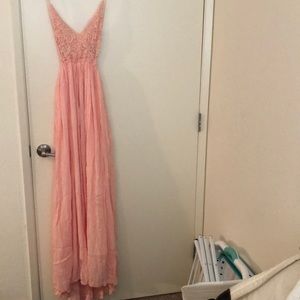 pink maxi boho dress